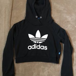Black Adidas hoodie crop top xs / small like new